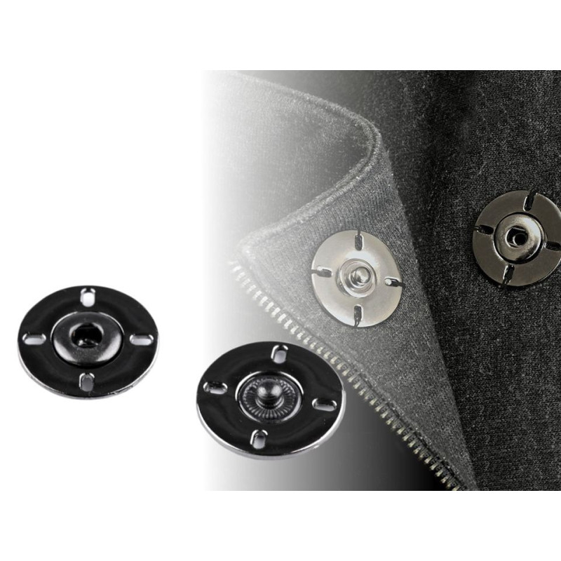 2 boutons pressions design en métal noir à coudre 21 mm / bouton