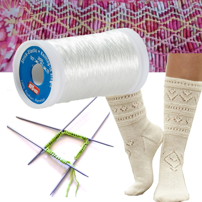 Fil élastique transparent PRYM à tricoter ou à coudre / Tricoter des  chaussettes, coudre des smocks, élastique