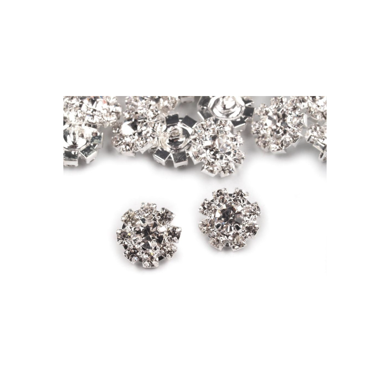 4 boutons strass cristal argent 12 mm