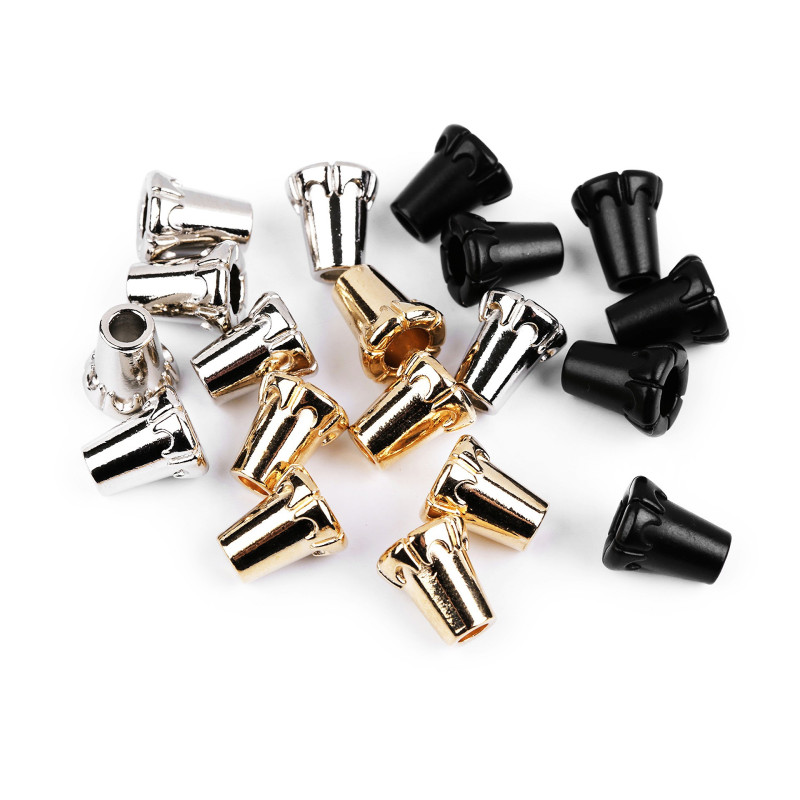 10 embouts de corde métal 4mm / noir, or, argent, argent noirci / stop  cordon, finition cordelette, embout corde