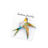 Broche oiseau multicolore émail / oiseau arc-en-ciel, broche élégante jaune, bleu, vert, orange 