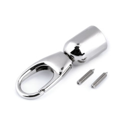 2 embouts en métal argent avec mousqueton  