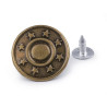 5 boutons jeans 20 mm argent, cuivre ou bronze avec étoile 