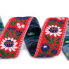 Ruban folklorique 35 mm, ruban polyester ethnique à fleurs pour costumes ou vêtements folkloriques 