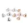 5 Boutons coeur en métal 11 mm or ou argent 