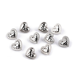 5 Boutons coeur en métal 11 mm or ou argent 