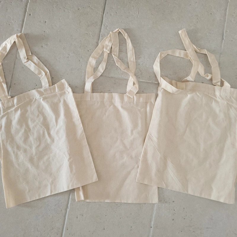 Lot de 3 sacs en toile de coton brute Lot de 3 sacs en toile de coton brute