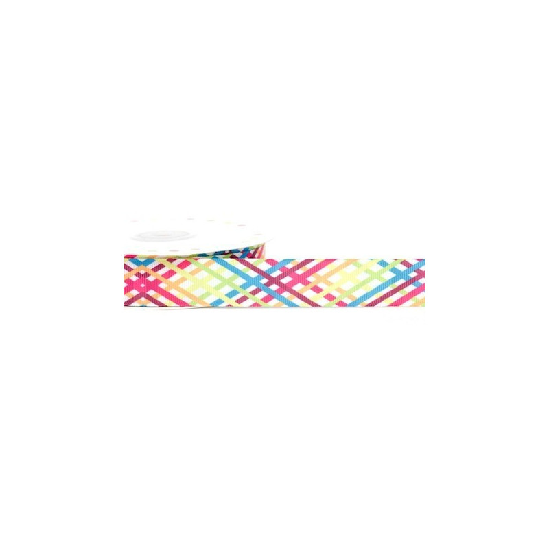 Ruban 22 mm polyester motif rayures multicolore