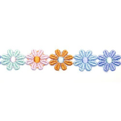 Galon guipure dentelle fleurs multicolores