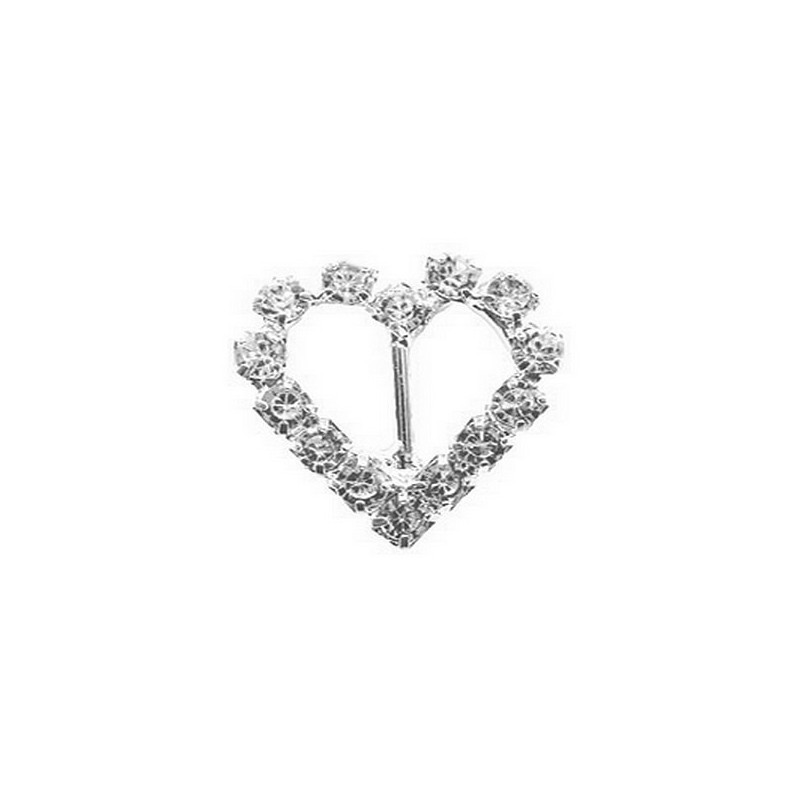 Boucle coeur strass cristal imitation diamant 15 x 16 mm